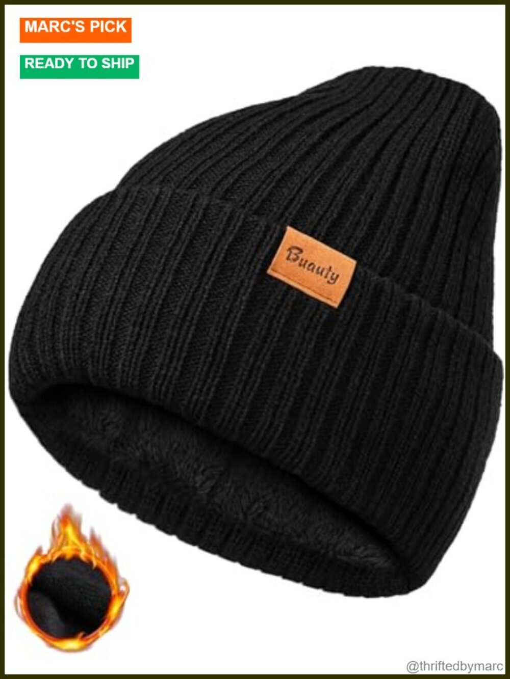 Chunky Knit Fleece Lined Winter Beanie Hat Thermal Skull Cap for Men Women
